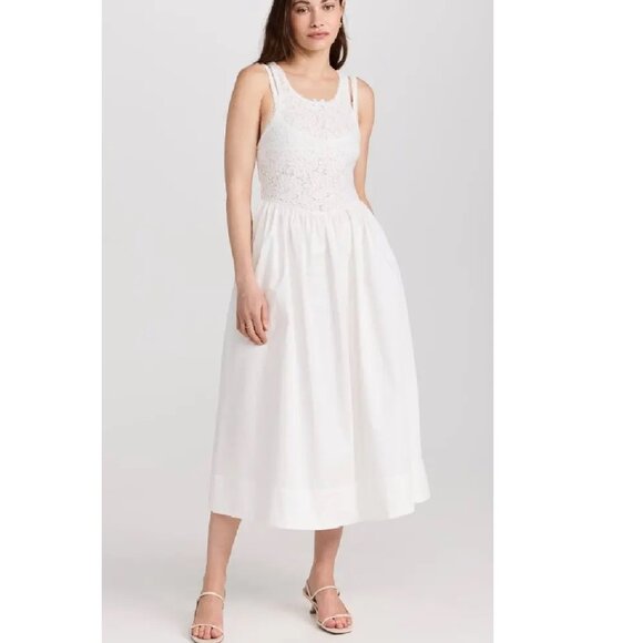 NEW FOR LOVE AND LEMONS MANDY WHITE SLEEVELESS MIDI DRESS SIZE S - Picture 1 of 10